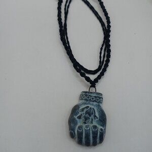 Peruvian Handmade Woven Macramé Thread Necklace Powerful Shaman Hand